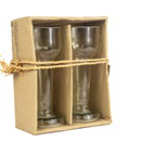 Wine glass with wooden stand (WHITE) (x2)