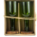 LARGE Wine glass with a wooden stand (GREEN)