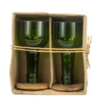 SMALL Wine glass with a wooden stand (GREEN)