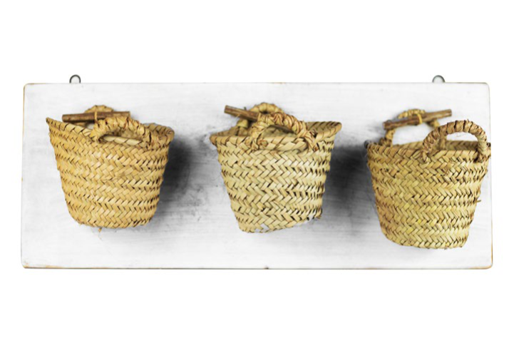 Three baskets in one wooden stand