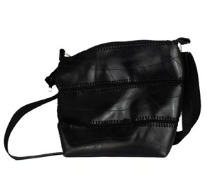 LARGE Upcycled tire tube bag