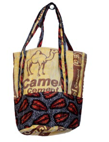 LARGE Camel shopping bag kitenge + cement