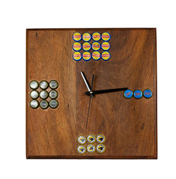 Wooden beer caps clock