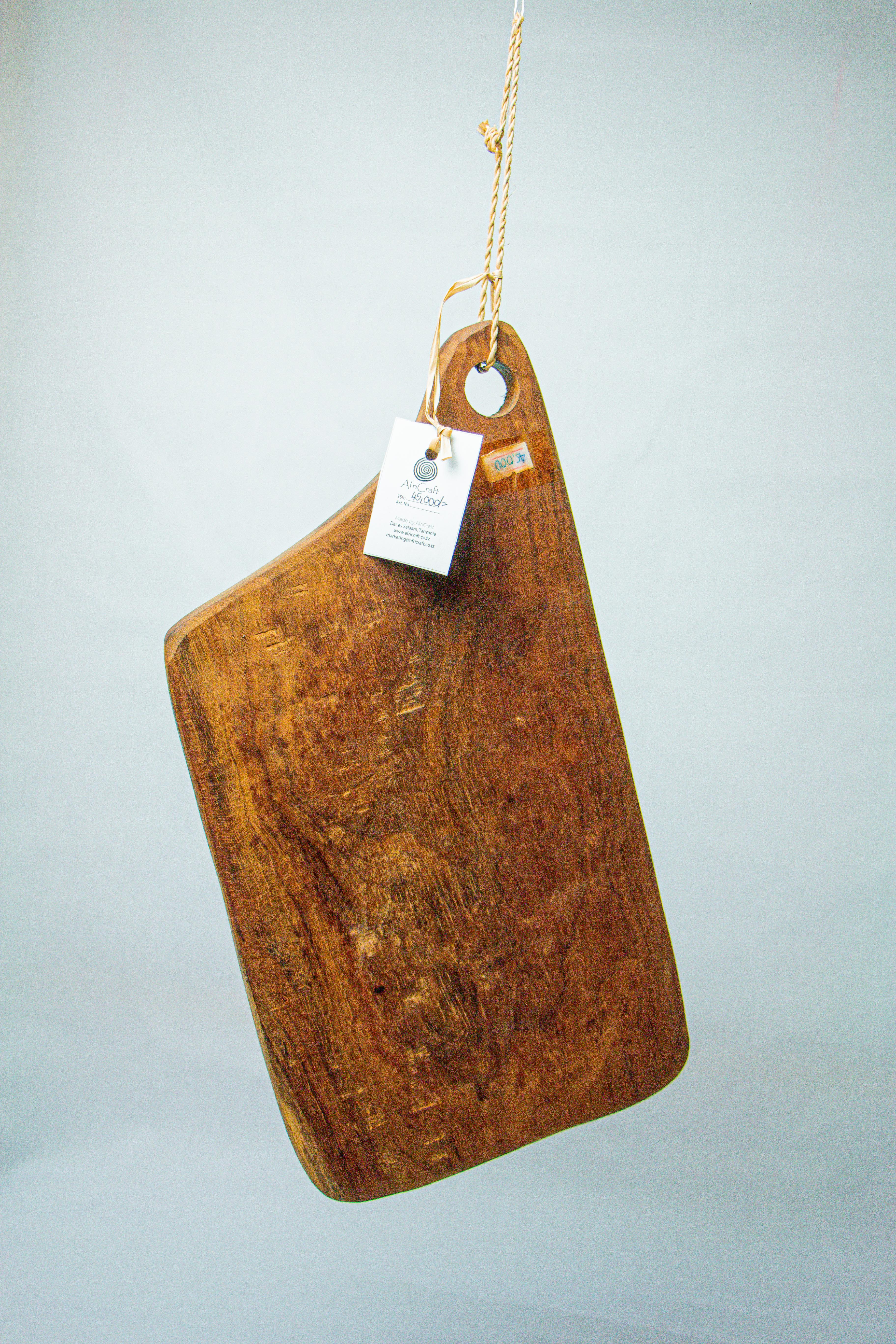 Cheese board, wood, med, with whole and rope