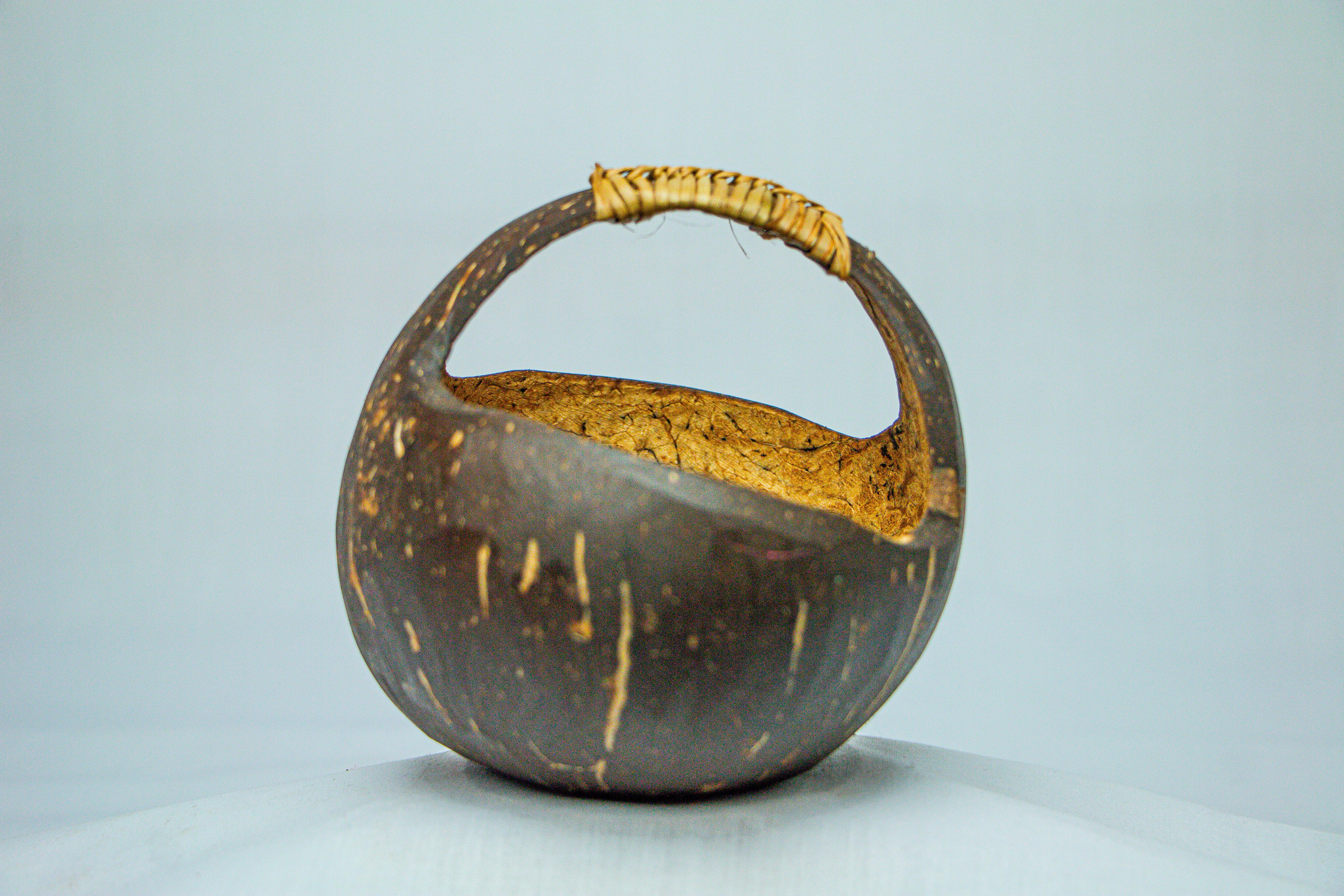Bowl coco with handle, one piece of coco nut