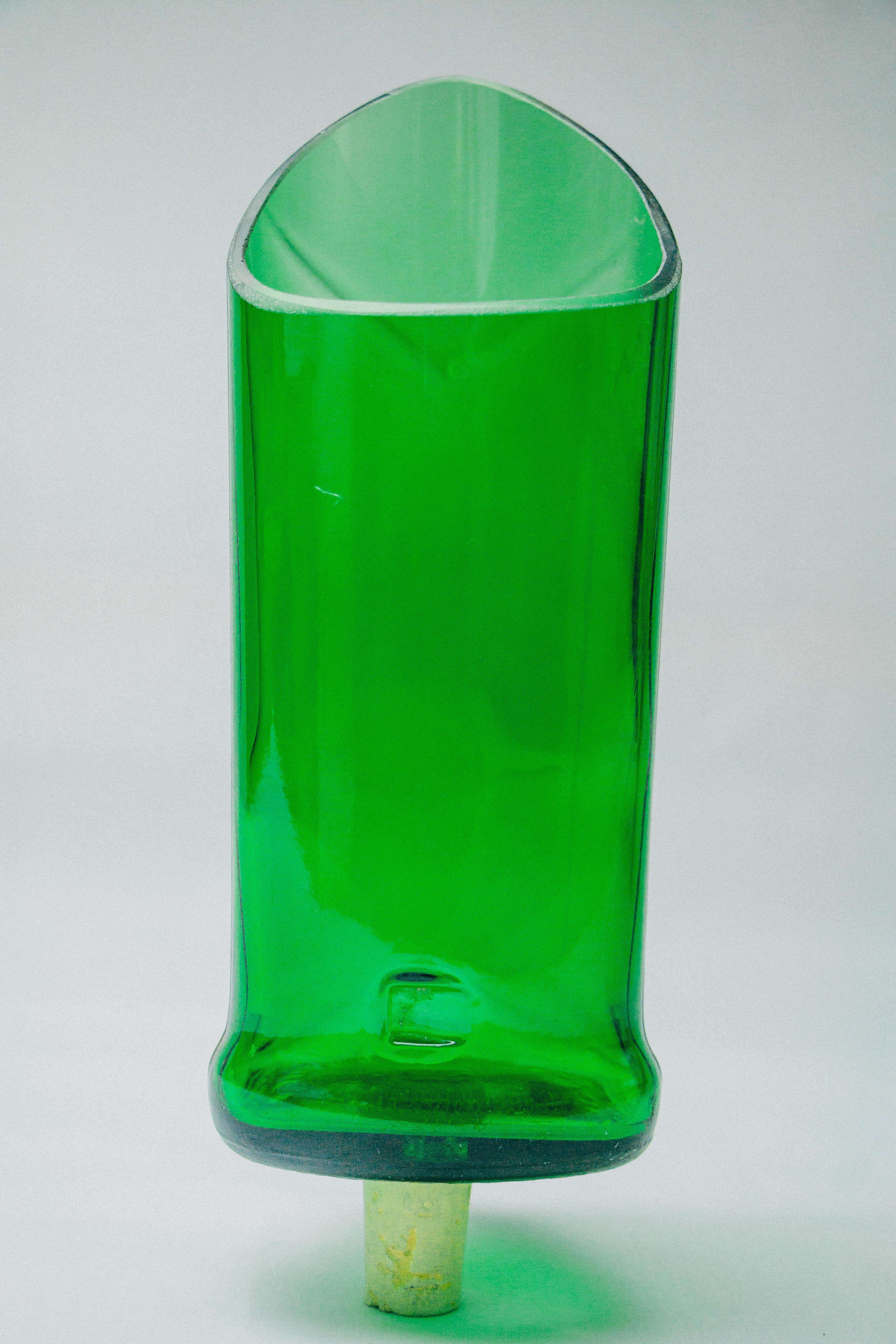 Flower vase green (wine bottle)