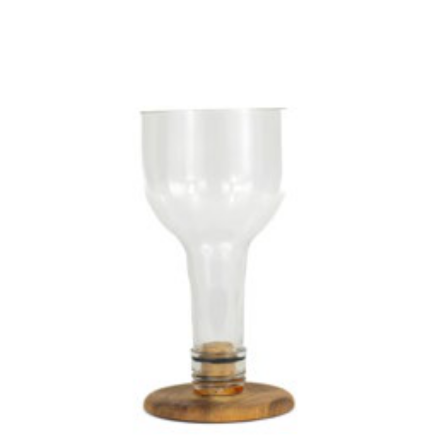 Wine glass with wooden stand (white)
